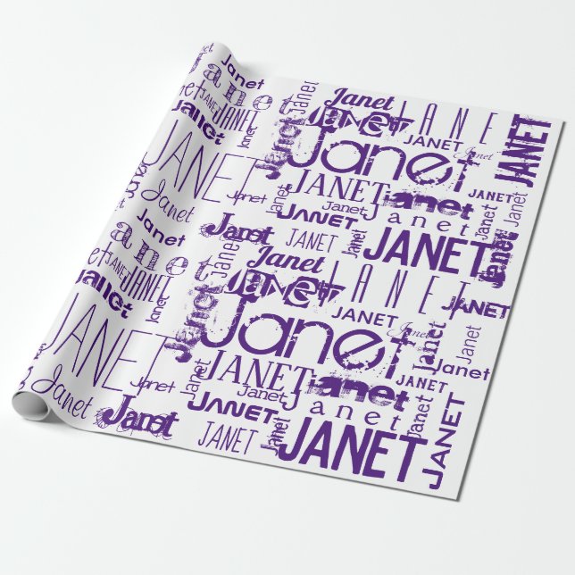 Personalised Name Typography Purple Wrapping Paper (Unrolled)