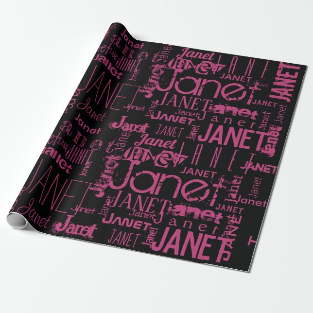 Personalised Name Typography Wrapping Paper (Unrolled)