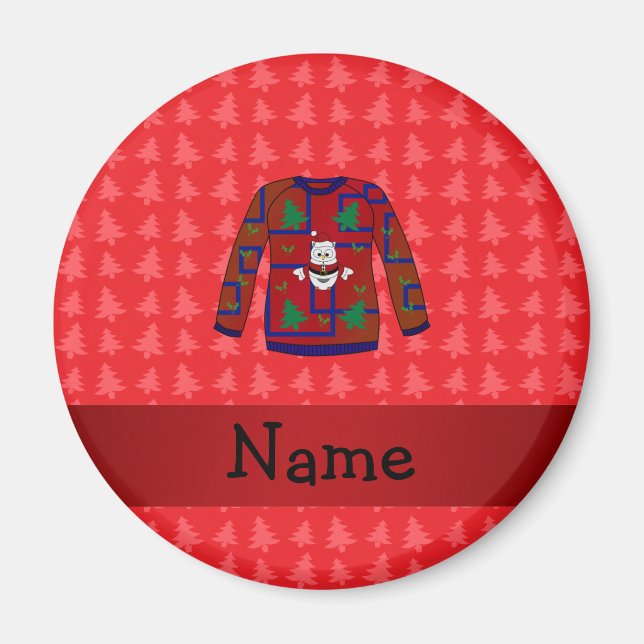 Personalised name ugly christmas sweater magnet (Front)