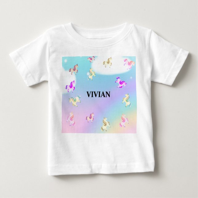 personalised name unicorn  baby T-Shirt (Front)