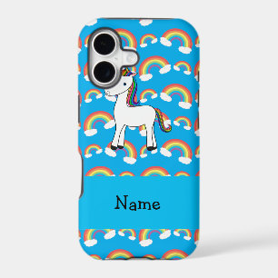 Personalised name unicorn blue rainbows