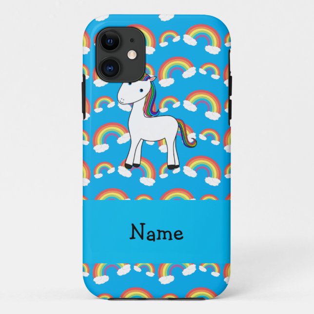 Personalised name unicorn blue rainbows Case-Mate iPhone case (Back)
