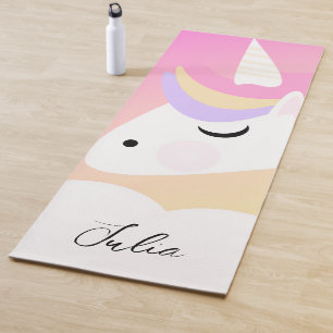 Personalised Name Unicorn Face Yoga Mat