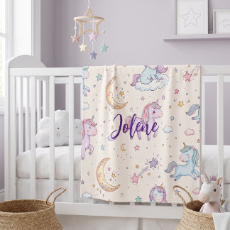 Personalised Name Unicorn Fleece Blanket