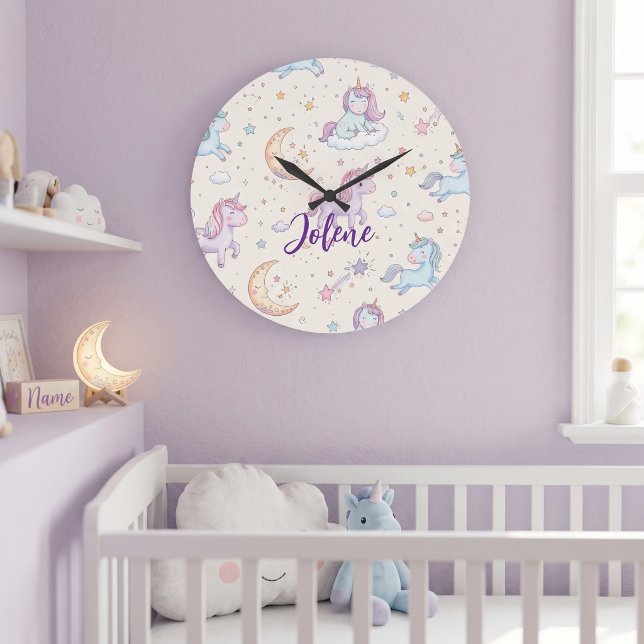 Personalised Name Unicorn  Large Clock (Creator Uploaded)