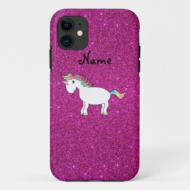 Personalised name unicorn pink glitter Case-Mate iPhone case (Back)