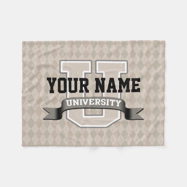 Personalised Name University Cool Funny College Fleece Blanket (Front (Horizontal))