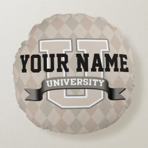 Personalised Name University Cool Funny College Round Cushion