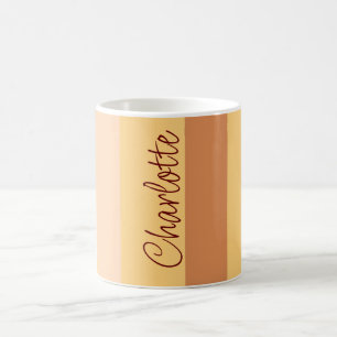 Personalised Name Vertical Beige Stripes Coffee Mug