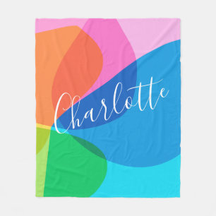 Personalised Name Vibrant Abstract Bold Modern Fleece Blanket
