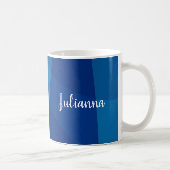 Personalised Name Vibrant Blue Modern Timeless Coffee Mug (Right)