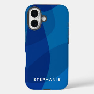 Personalised Name Vibrant Bright Modern Blue iPhone 16 Case