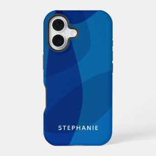 Personalised Name Vibrant Bright Modern Blue iPhone 16 Case