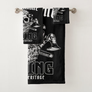 Personalised NAME Viking Nordic Warrior Heritage Bath Towel Set