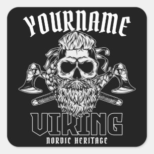 Personalised NAME Viking Nordic Warrior Heritage  Square Sticker