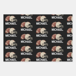 Personalised Name Vintage American Football Game Wrapping Paper Sheet