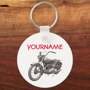 Personalised NAME Vintage Motorcycle Keychain