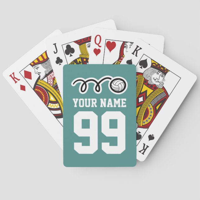 Personalised name volleyball jersey playing cards (Back)