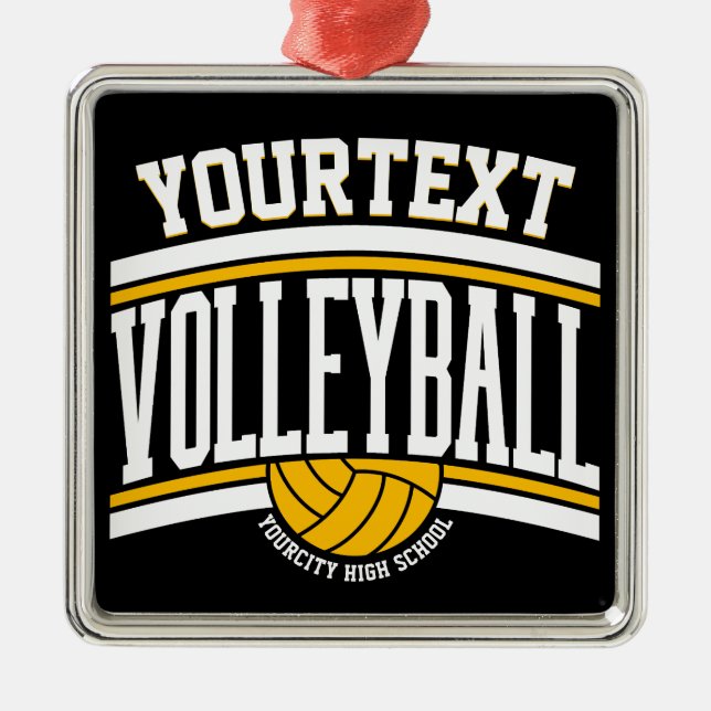 Personalised NAME Volleyball Player School Team Metal Ornament (Front)