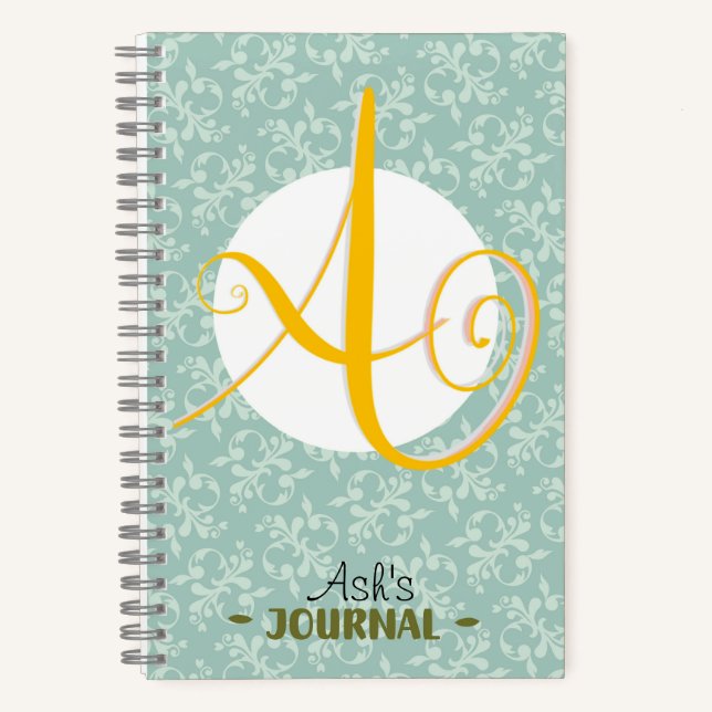 Personalised Name w/ Initial & Victorian Filigree Notebook (Front)
