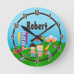 Personalised Name Wall Clock Candy Land Ice Cream