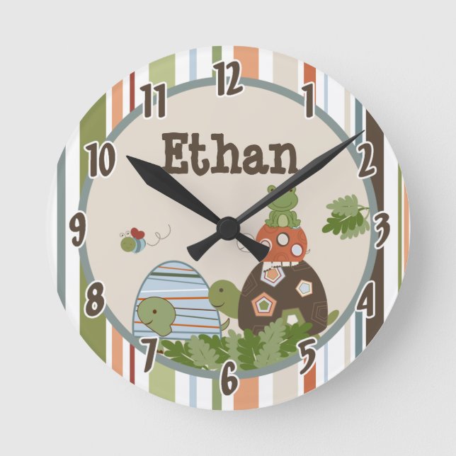 Personalised Name Wall Clock Laguna Beach Turtle (Front)
