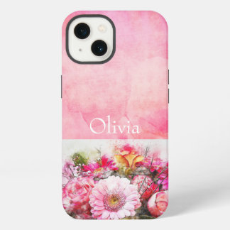 Personalised Name Watercolor Floral iPhone 13 Case