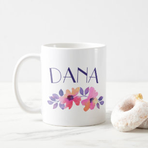 Personalised Name Watercolor Flowers Coffee Coffee Mug