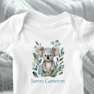 Personalised Name Watercolor Koala Bear Baby Bodysuit