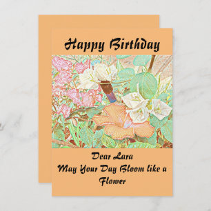 Personalised Name Watercolor Peach Birthday Card