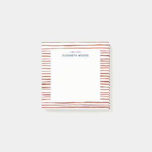  Personalised Name Watercolor Red Striped Holidays Post-it Notes