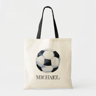 Personalised Name  Watercolor Soccer Ball Football Tote Bag