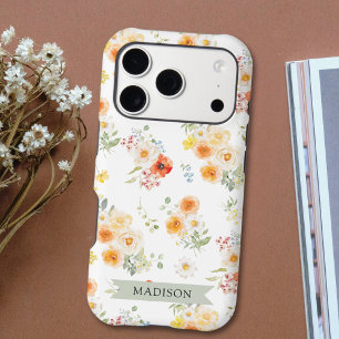 Personalised Name Watercolor Sunny Floral Pattern