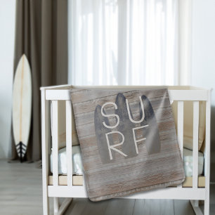 Personalised Name Weathered Beach Driftwood Surf Baby Blanket