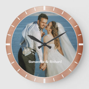 Personalised Name Wedding Photo Copper Look Frame  Large Clock