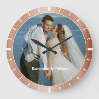 Personalised Name Wedding Photo Copper Look Frame  Large Clock