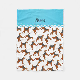 Personalised name white airedale terriers dogs fleece blanket