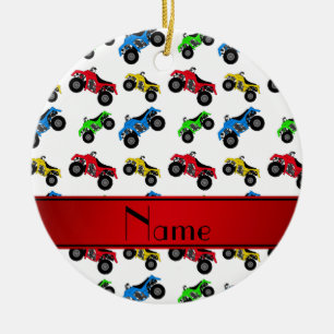 Personalised name white atv pattern ceramic ornament