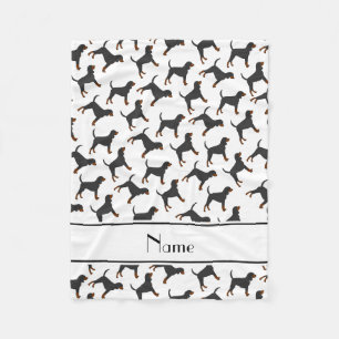Personalised name white black tan coonhounds fleece blanket
