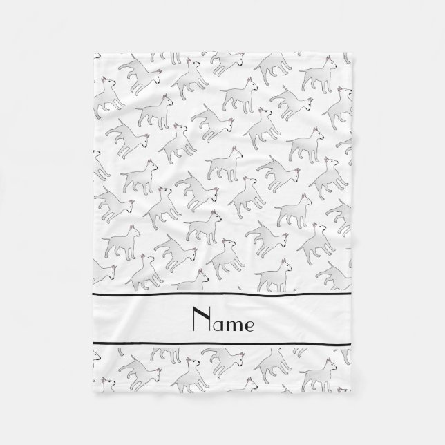 Personalised name white bull terrier dogs fleece blanket (Front)