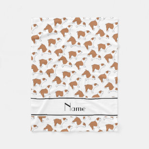 Personalised name white Bulldog Fleece Blanket