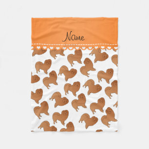 Personalised name white chow chow dogs fleece blanket