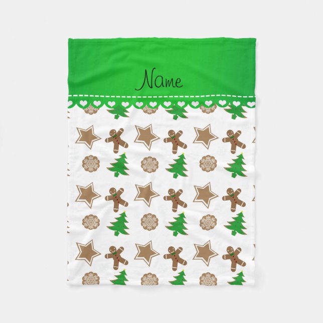 Personalised name white christmas cookies fleece blanket (Front)