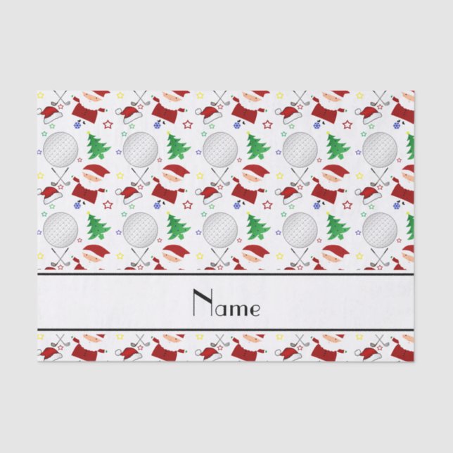 Personalised name white christmas golfing tissue paper (Front)