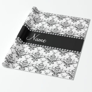 Personalised name White damask Wrapping Paper