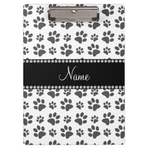Personalised name white dog paw print clipboard