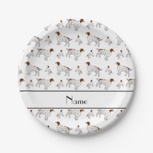 Personalised name white English Setter Paper Plate