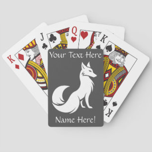 Personalised Name White Fox Game Playing Cards