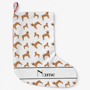 Personalised name white french bulldogs small christmas stocking