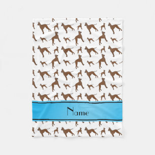 Personalised name white great dane dogs fleece blanket